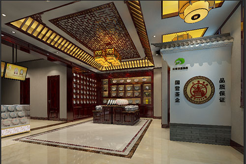 丹阳古朴典雅的中式茶叶店大堂设计效果图